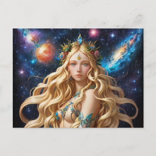 *~* Galactic Women Fantasy Cosmic Jewel AP58 Holiday Postcard (Front)