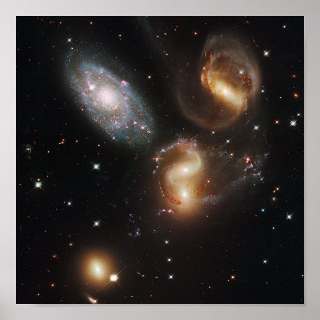 Galactic wreckage in Stephan's Quintet Poster (Front)