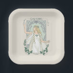 Galadriel Light of Valinor Graphic Paper Plate<br><div class="desc">Step into the radiant grace of Middle-Earth™ with this exquisite Lord of the Rings™ design inspired by Galadriel™. Illustrated in an elegant, Art Nouveau–inspired style, she stands poised and luminous, holding a phial of the Light of Valinor with serene strength and quiet authority. Flowing golden hair, delicate Elven adornments, and...</div>
