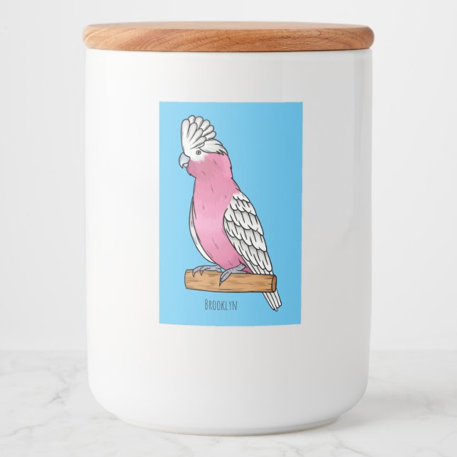 Galah bird cartoon illustration food label (Front)