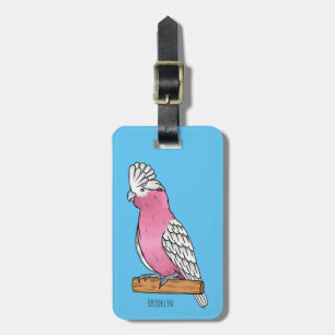 Galah bird cartoon illustration luggage tag
