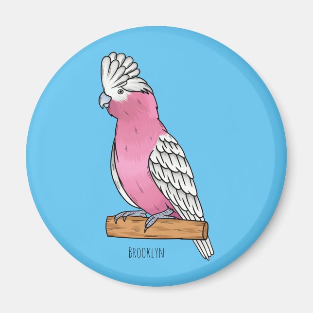 Galah bird cartoon illustration magnet (Front)