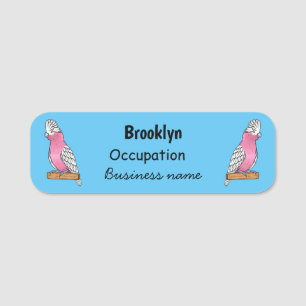 Galah bird cartoon illustration  name tag