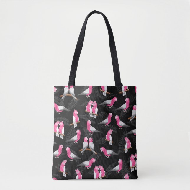 Galah pink cockatoo pattern tote bag (Front)