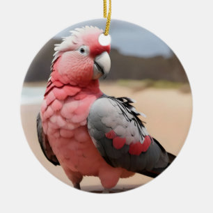Galah standing on beach ceramic tree decoration