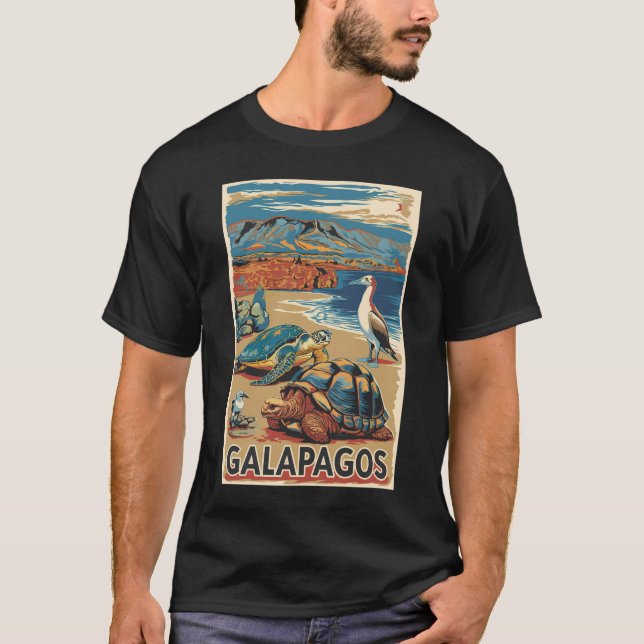 Galapagos Animals Travel Art Vintage T-Shirt (Front)