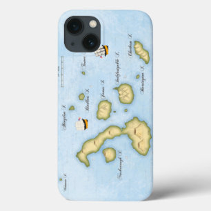 Galapagos Archipelago Nautical Map With Ships iPhone 13 Case