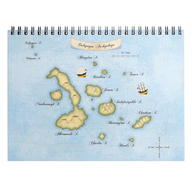 Galapagos Archipelago Nautical Map With Ships Notebook (Creator Uploaded)