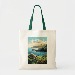 Galapagos Islands Giant Tortoise Travel Art Retro Tote Bag