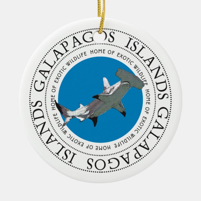 Galapagos Islands Hammerhead Shark Ceramic Tree Decoration (Front)