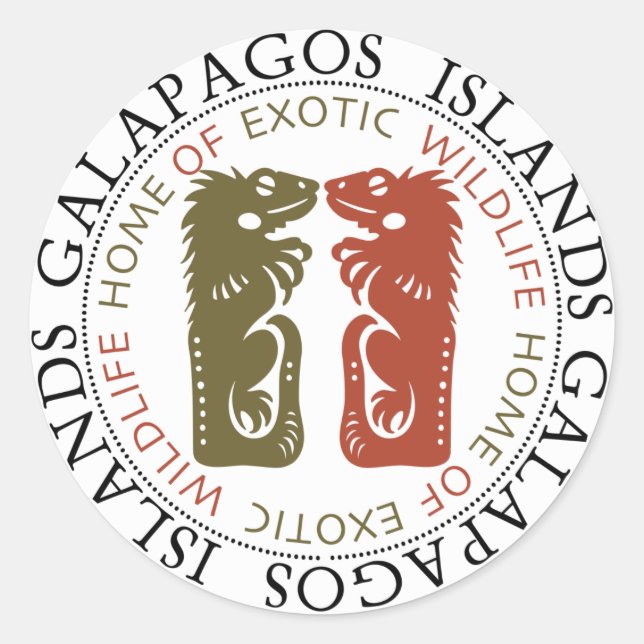 Galapagos Islands Iguanas Classic Round Sticker (Front)