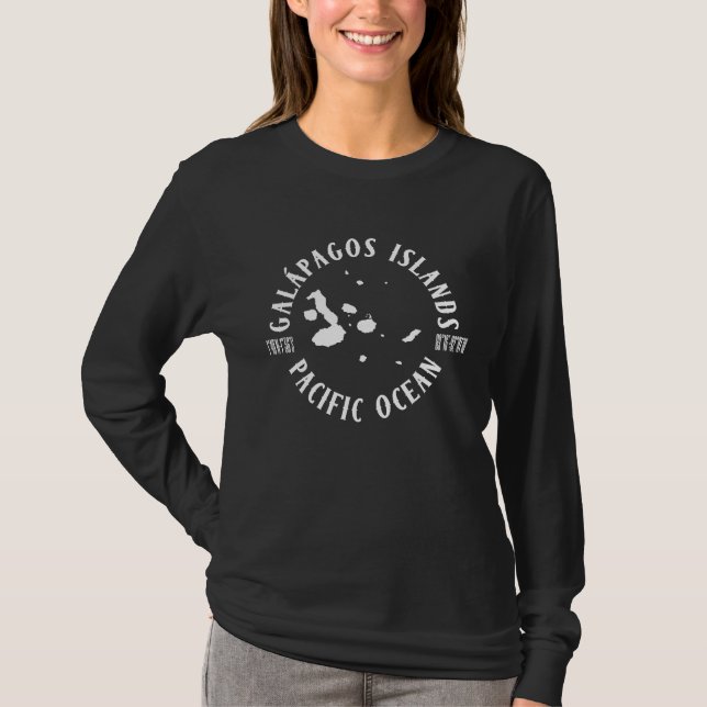 Galapagos Islands Map And Coordinates T-Shirt (Front)