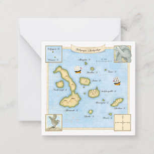 Galapagos Islands Map with Ornate Frame Card