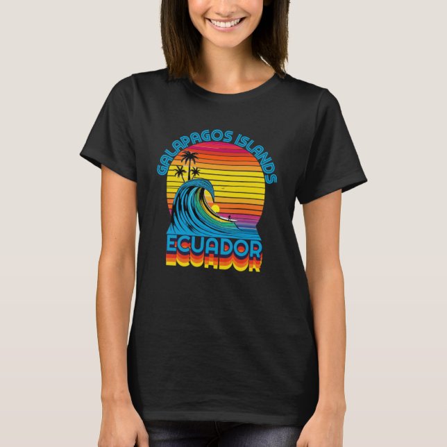 Galapagos Islands Retro Throwback Surf & Beach Sou T-Shirt (Front)