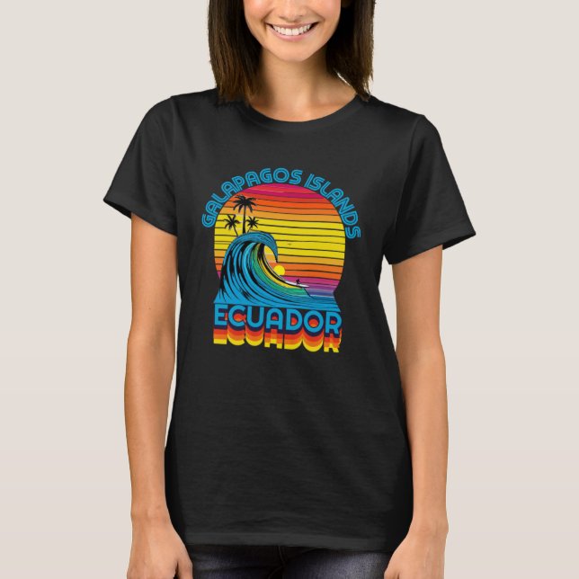 Galapagos Islands Retro Throwback Surf & Beach Sou T-Shirt (Front)