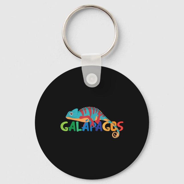 Galapagos Islands Summer Colourful Chameleon Exoti Key Ring (Front)
