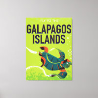 Galapagos Islands vintage travel poster art.