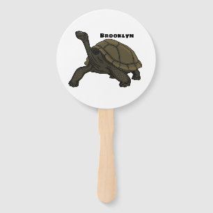 Galapagos land tortoise illustration hand fan