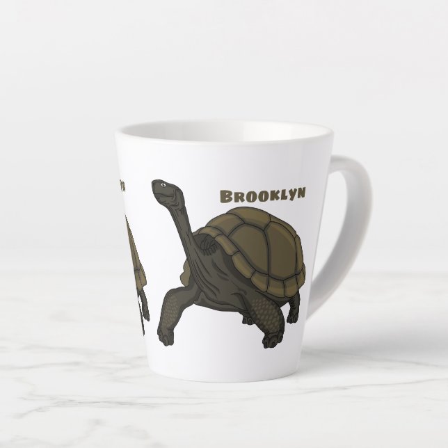 Galapagos land tortoise illustration  latte mug (Right Angle)