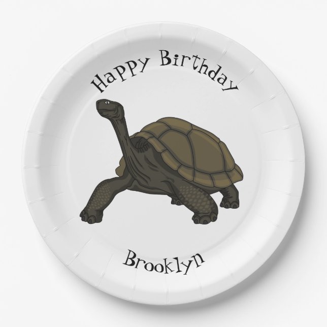 Galapagos land tortoise illustration  paper plate (Front)
