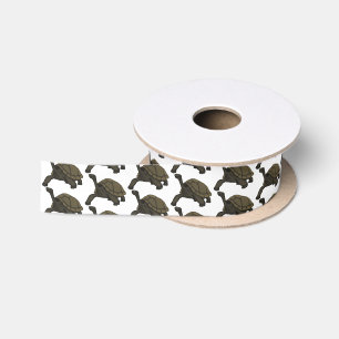 Galapagos land tortoise illustration satin ribbon
