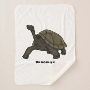 Galapagos land tortoise illustration   sherpa blanket
