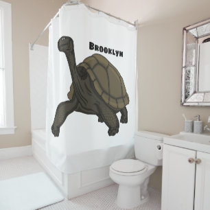 Galapagos land tortoise illustration shower curtain