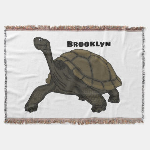 Galapagos land tortoise illustration  throw blanket