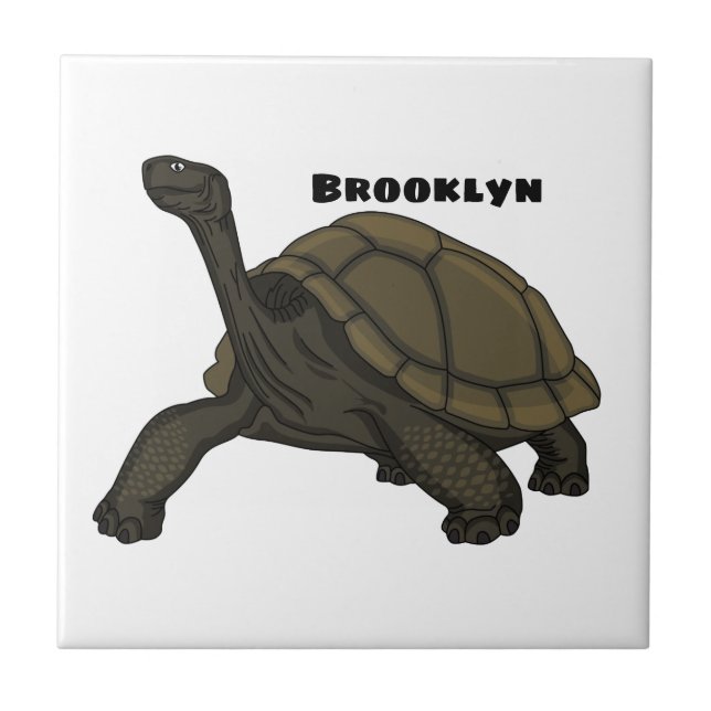 Galapagos land tortoise illustration tile (Front)