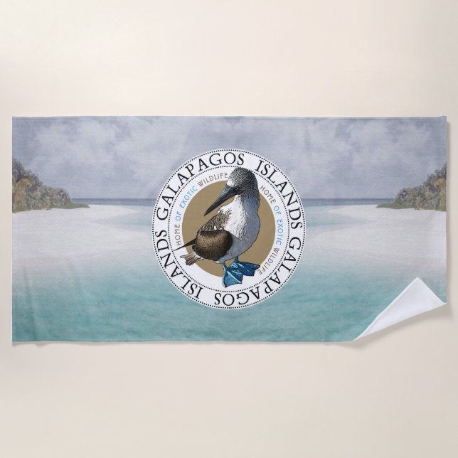 Galapagos Souvenir Blue Footed Booby Beach Towel (Front)