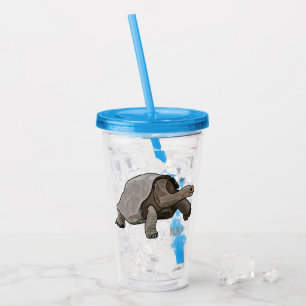 Galapagos tortoise cartoon illustration acrylic tumbler