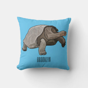 Galapagos tortoise cartoon illustration cushion