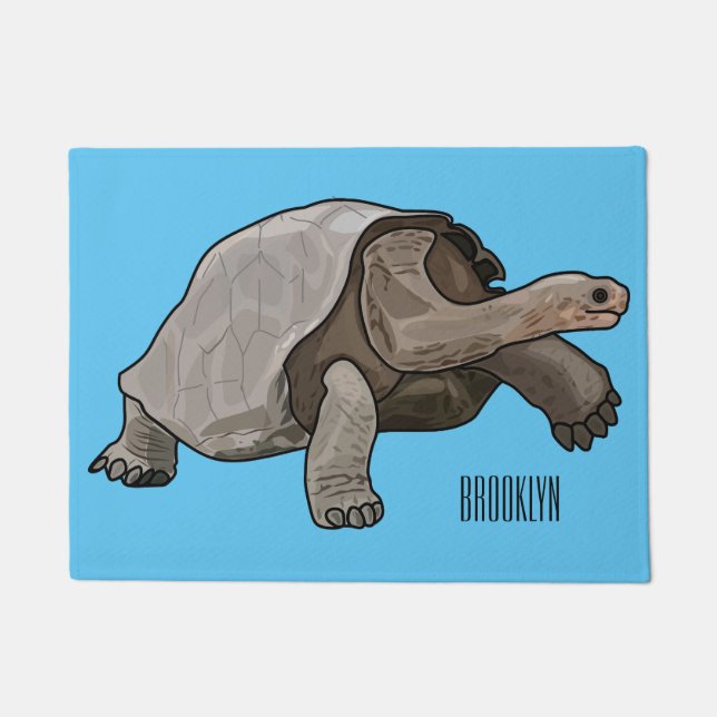 Galapagos tortoise cartoon illustration doormat (Front)