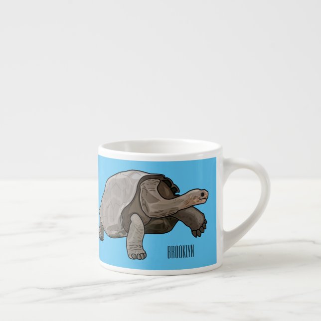Galapagos tortoise cartoon illustration espresso cup (Right)