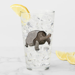 Galapagos tortoise cartoon illustration glass
