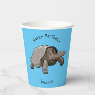 Galapagos tortoise cartoon illustration paper cups