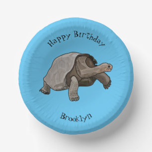 Galapagos tortoise cartoon illustration paper plate