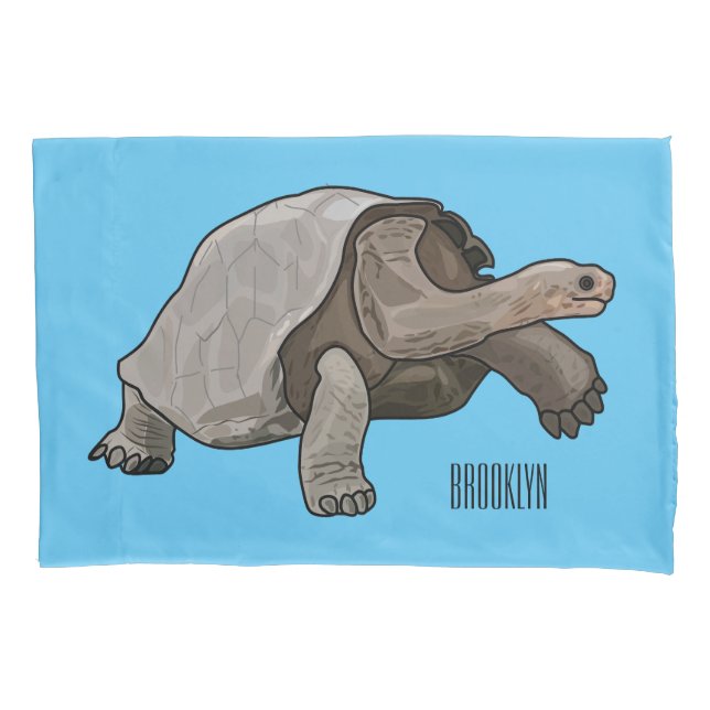 Galapagos tortoise cartoon illustration pillowcase (Front)