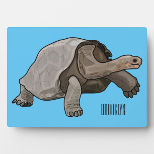 Galapagos tortoise cartoon illustration plaque