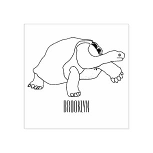 Galapagos tortoise cartoon illustration rubber stamp