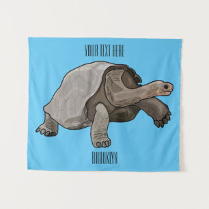 Galapagos tortoise cartoon illustration tapestry