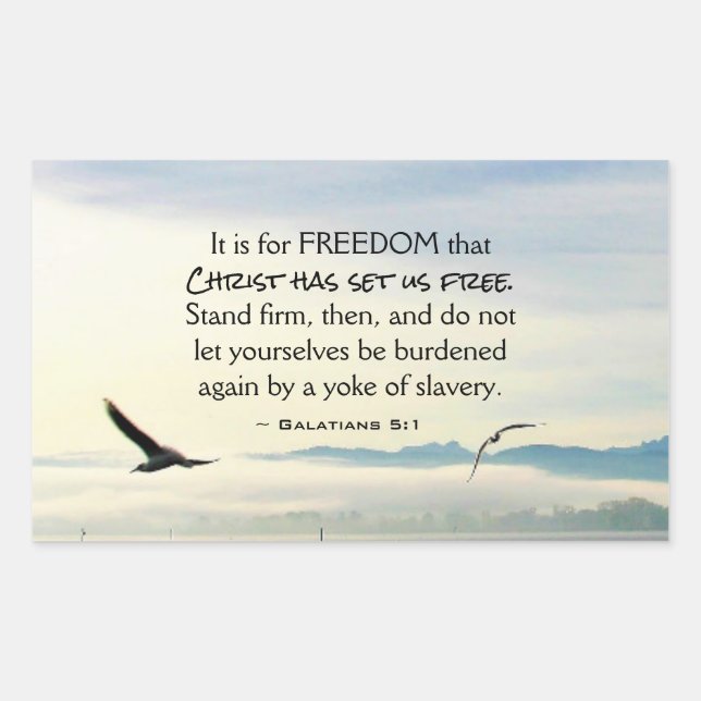 Galatians 5:1 For FREEDOM Christ has set us free Rectangular Sticker (Front)