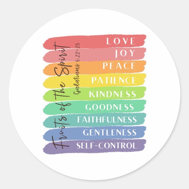 Galatians 5:22-23 Fruit of the Spirit Classic Round Sticker (Front)