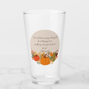 Galatians 6:9 Harvest Autumn Fall Thankful Pumpkin Glass