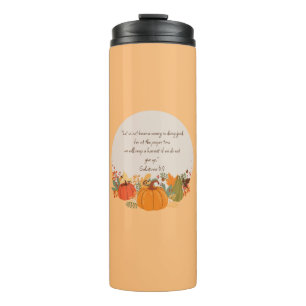 Galatians 6:9 Harvest Autumn Fall Thankful Pumpkin Thermal Tumbler
