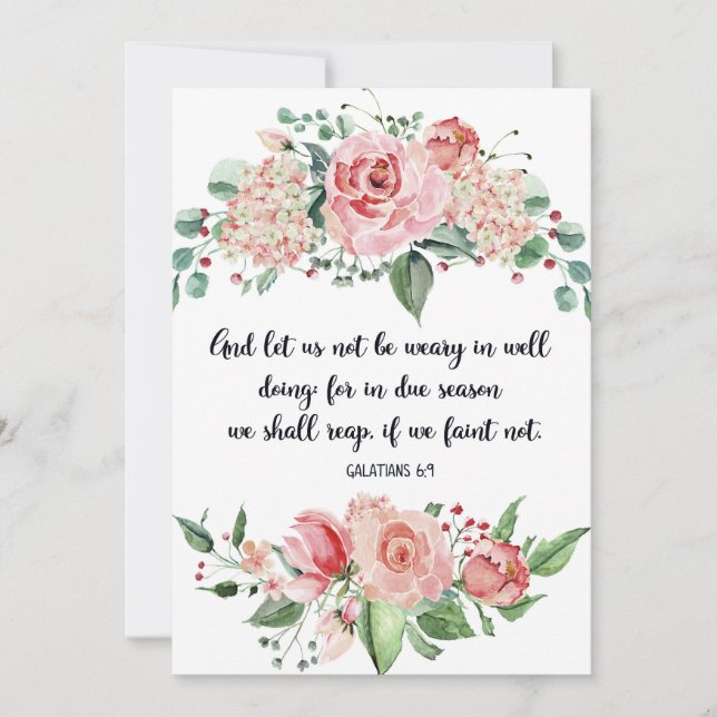 Galatians 6:9, Scripture, Bible Art, Watercolor  Announcement (Front)