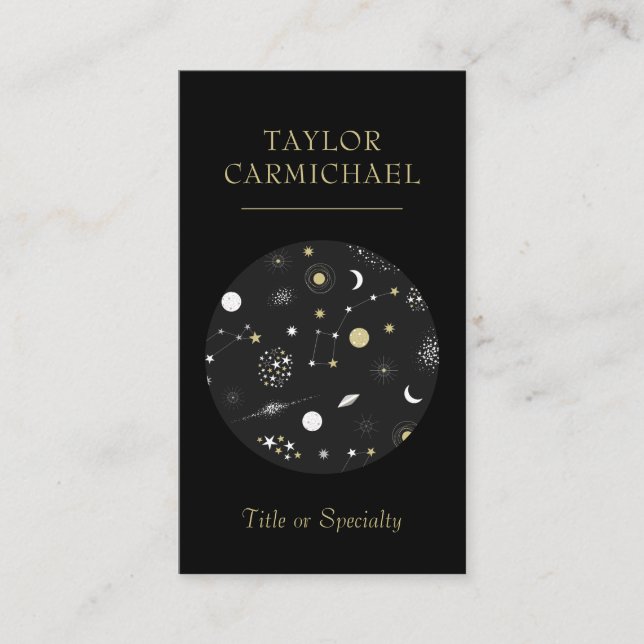 Galaxies and Stars Black Space Business Card (Front)