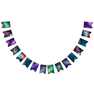 Galaxies of Stars Purple Blue Green Space Universe Bunting