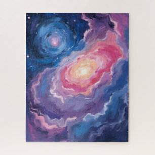 Galaxy Above   Sky Stars Pastel Watercolor Jigsaw Puzzle