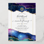 Galaxy Agate Bat Mitzvah<br><div class="desc">Galaxy foil and faux glitter agate stone bat mitzvah invitation with elegant handwriting typography customisable to your event specifics.</div>